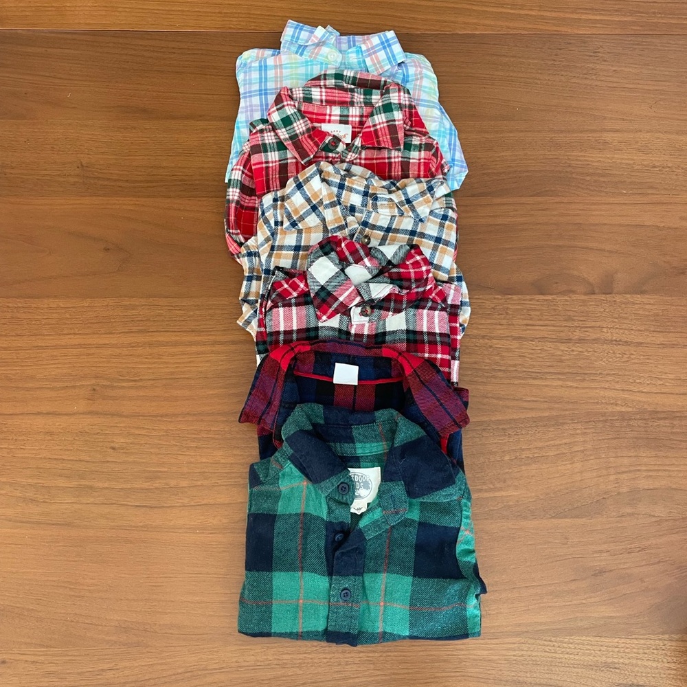 Bundle of 6 plaid shirts/onesies boys 3-6 mo